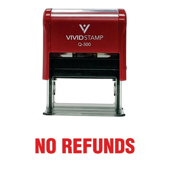 Vivid Stamp No Refunds Self Inking Rubber Stamp (Red Ink) - Large