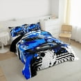 thumbnail image 3 of Manfei Blue Racing Car Queen Comforter Set, Modern Speed Sports Bedding Comforter Set, Teens Boys Girls Kids Reversible Bedding Set, Ultra Soft Home Decor, 3pcs, 3 of 8