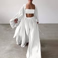 thumbnail image 2 of GigrtiJin Womens Outfits 3 Piece Baggy Long Sleeve Open Front Cardigan Strapless Tube Tops and Wide Leg Pants Matching Sets, 2 of 8