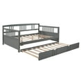 thumbnail image 3 of Full Wood Daybed with Roll Out Twin Trundle, Trundle Daybed Full Size, Standard Full Bed Frame, No Box Spring Required Sturdy Sofa Bed for Bedroom Living Room, 3 of 7