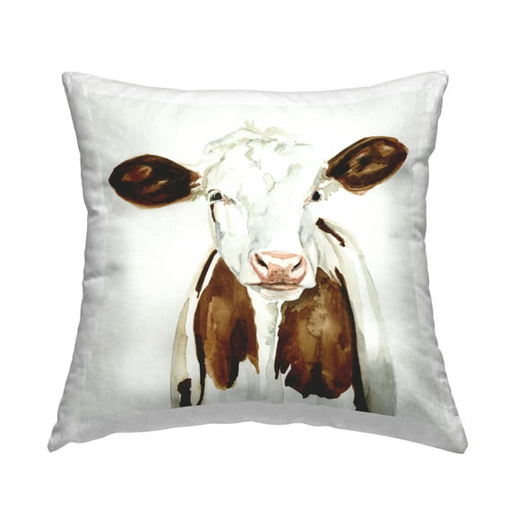Stupell Industries Brown Spotted Cow Decorative Printed Throw Pillow, 18 x 18