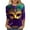 #0055-Multicolor, variant on Mardi Gras Shirts for Women Mask Graphic 3/4 Sleeve Tops Carnival Party Tees Round Neck Trendy Mardi Gras Blouse Summer Tunic Tops Loose Fit Shirts Holiday Outfits Gift
