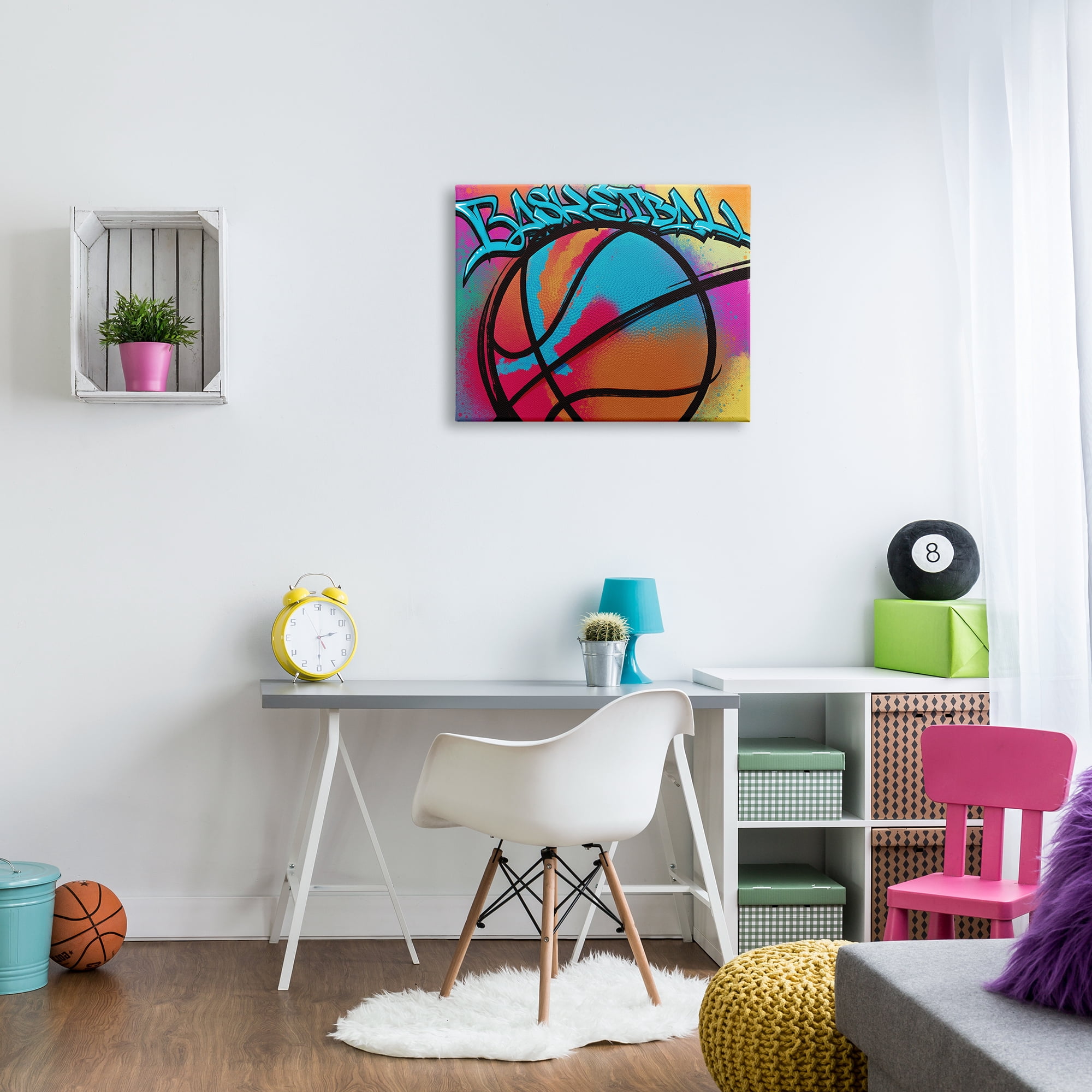 Stupell Industries Urban Sports Basketball Abstract Painting Gallery Wrapped Canvas Art Print Wall Art, 30 x 24