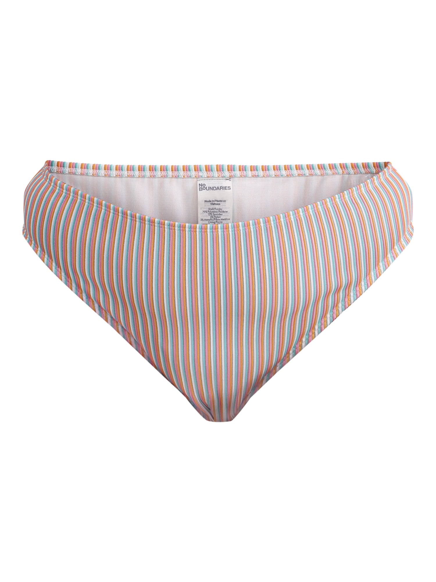 No Boundaries Women's Lurex Thread Stripe High Waist Swim Bottoms, Sizes XXS - XL