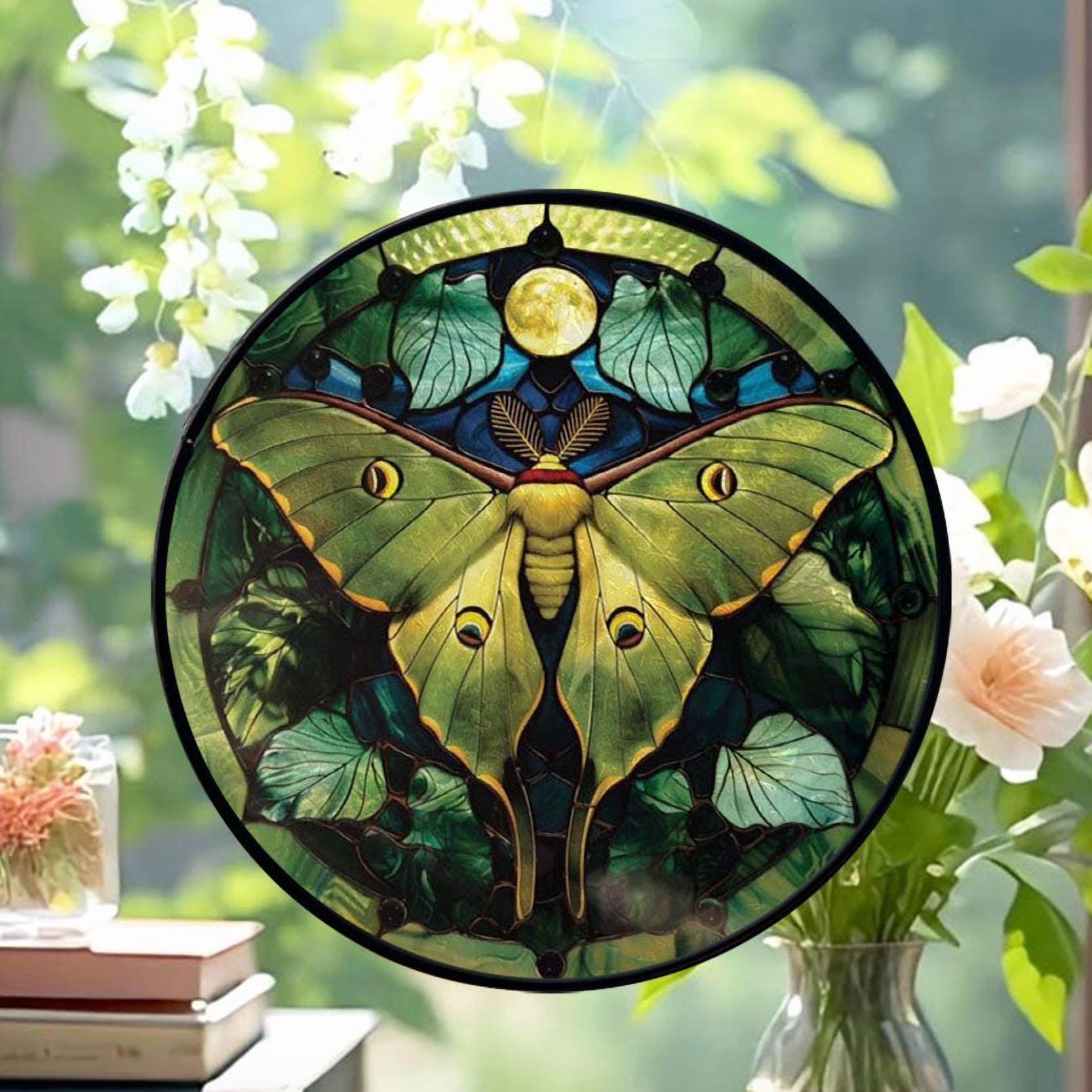 Luna Moth: Stained Glass-Style Christmas Ornament - Made With Real Glass, Stained Glass Ornament 2025, Holiday Decoration, Seasonal Keepsake Gift, Unique Collectible, Window