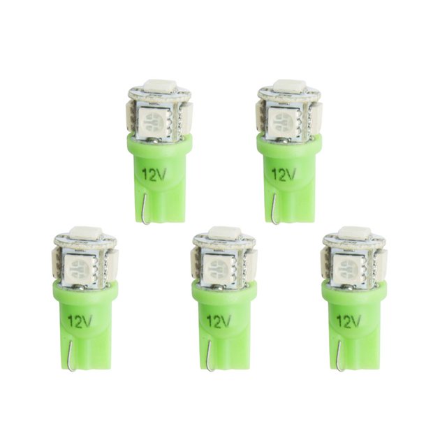 AutoMeter Instrument Panel Light Bulb - LED 3285-K Replaces 161/193/194/168 Style Wedge Base Bulbs; Green; Pack Of 5