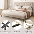 thumbnail image 5 of Frostbloom King Size Linen Upholstered Platform Bed Frame with Adjustable Headboard, Beige, 5 of 8