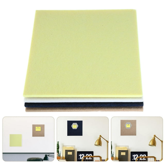 LOLIPPYY 4Pcs Assorted Color Felt Wall Tiles Easy Install Pin Boards for Office and Home Use