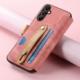 thumbnail image 5 of for Samsung Galaxy A35 PU Leather + TPU Wallet Case, Card Slots Wristband Kickstand RFID Blocking Anti Peeping Magnetic Clasp Full Body Protection Phone Cover for Samsung Galaxy A35, Pink, 5 of 10