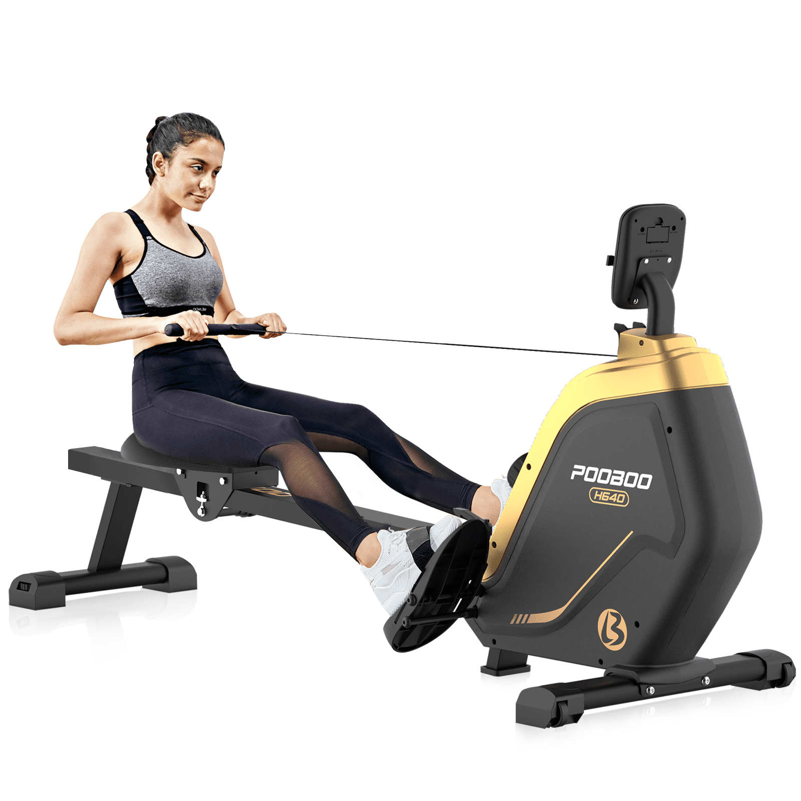 3-position height Rowing Machine Folding Resistance Cardio Fitness Toning Rower 