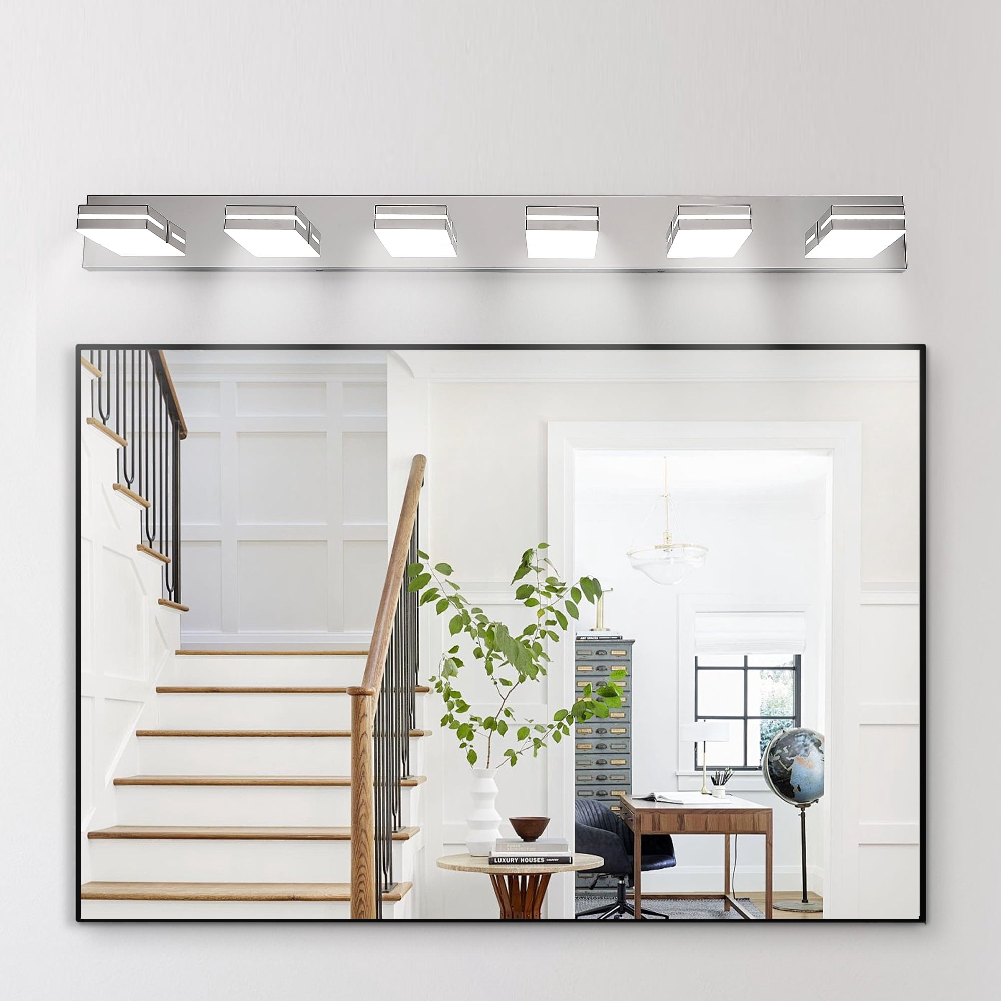 Miniyam 6-Lights LED Vanity Light for Bathroom over Mirror, Dimmable Light Fixture for Indoor, Chrome