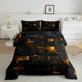 thumbnail image 3 of Orange And Black Comforter Set Twin Neon Geometric Checkered Bedding Set Teen Men,Stereoscopic Grid Plaid Down Comforter Glowing Square Bed Duvet Set Modern Room Decor, 3 of 7