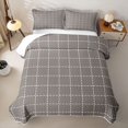 thumbnail image 2 of Castle Fairy Neutral Dash Grid Twin Quilt Set 2 Pieces,Simple Stitched Square Twin Coverlet Set,Taupe White,1 Bedspread and 1 Pillowcase, 2 of 7