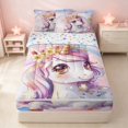 thumbnail image 2 of Erosebridal Kawaii Unicorn Zipper Queen Comforter Set with Fitted Sheet and 2 Pillowcases for Girls, Watercolor Hearts Rainbow Zipper Bedding Set, Colorful Stars Reversible, 2 of 7