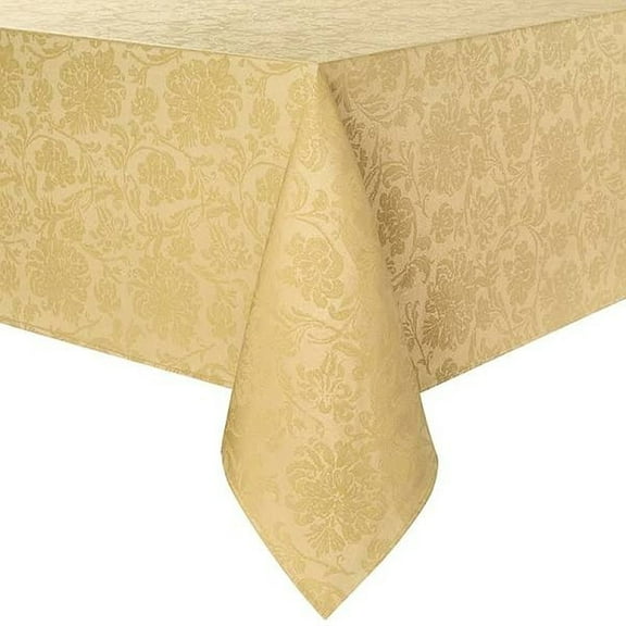 Winter Wonderland Holiday Medley Gold Damask Tablecloth, 70 Round