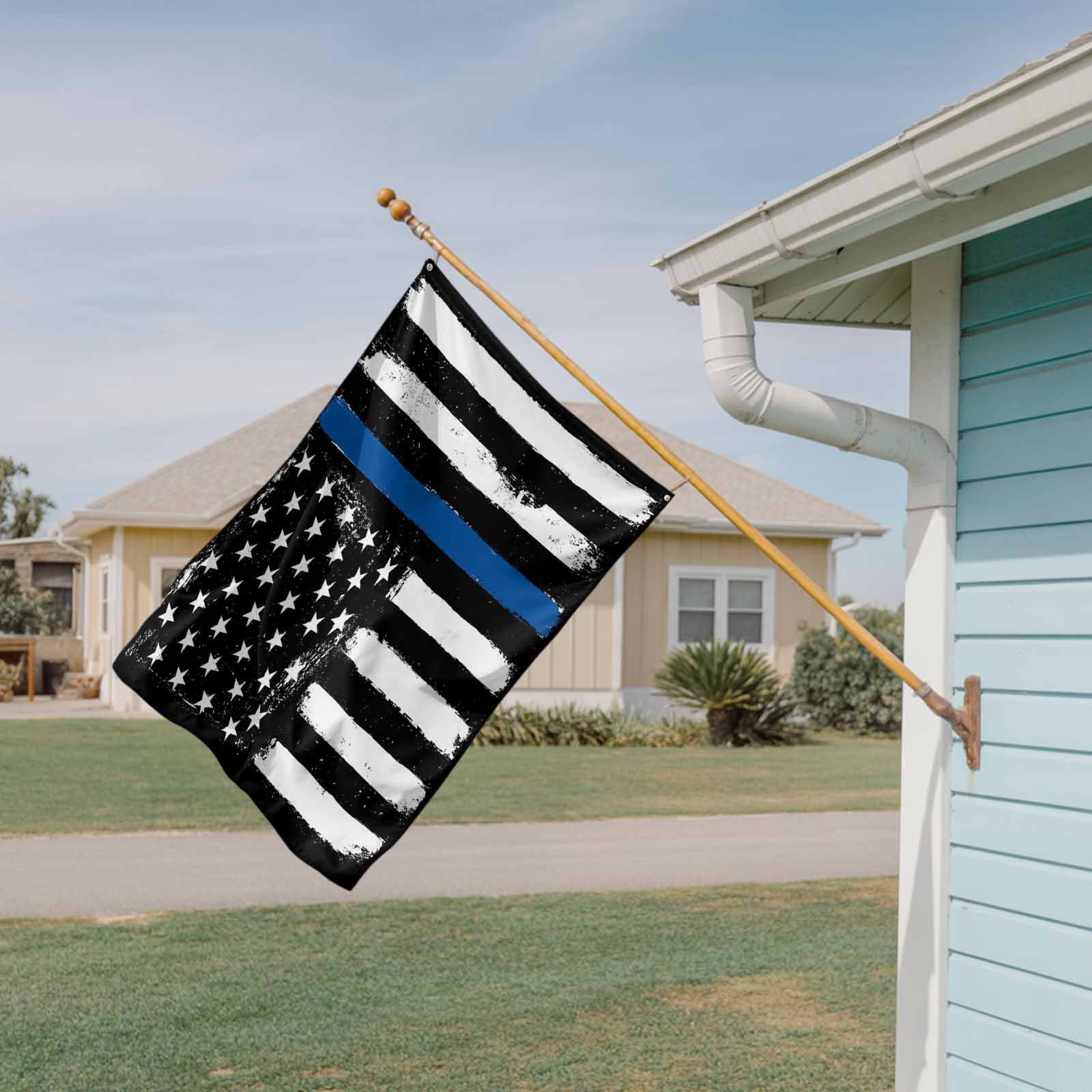 4th of July Flags for Outside 3x5 ft American USA Flag Sloth Outdoor Flags Double Sided Grommets House Banner Black White And Blue Line Patio Yard Flag for Outdoor Party Porch Independence Day Decor