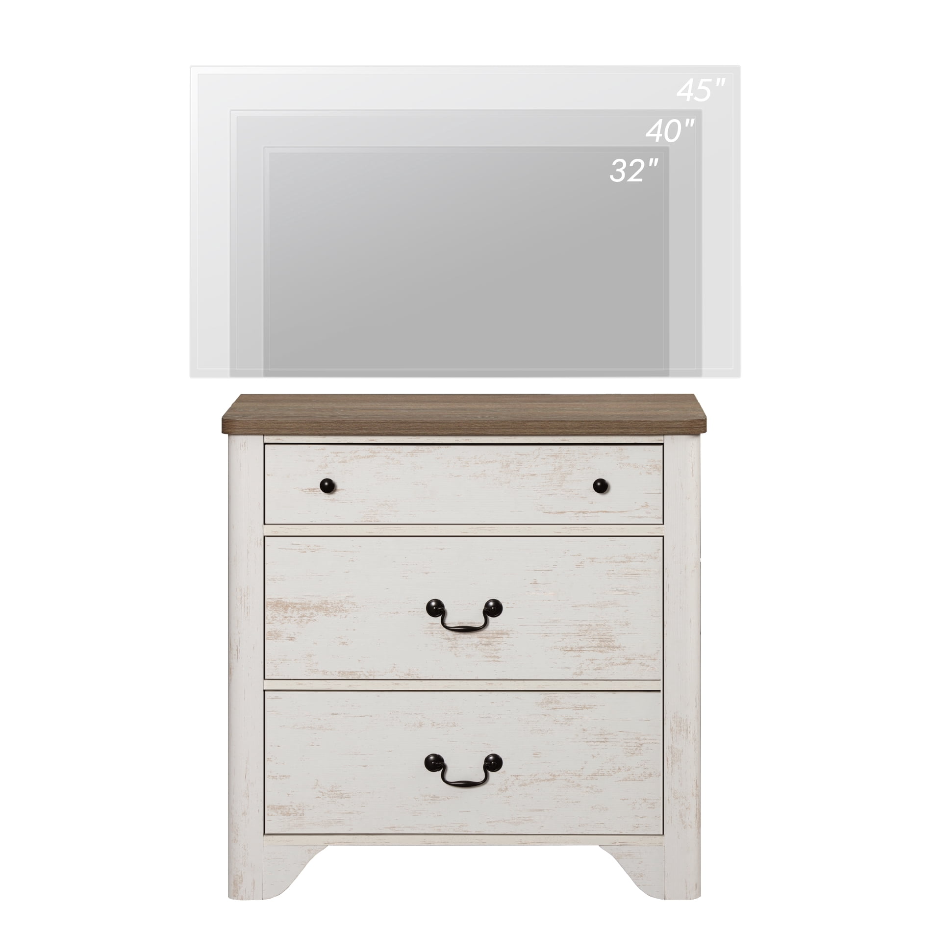 TV Stand For Tvs, Wood Entertainment Center With 3 Drawers, TV Console With Large Storage For Living Room