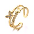 thumbnail image 1 of Anillo de mariposa de circón para mujer, anillo abierto de doble capa de Metal de Color dorado, joyería de aniversario para novia de boda JAMW Sencillez, 1 of 5