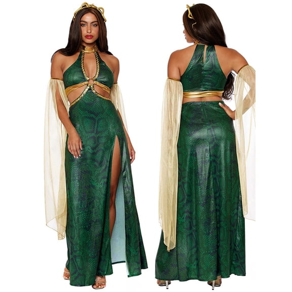 HOWPAY Halloween Costumes For Women Medusa Snake Gorgon Cosplay Outfit Greek Mythology Role Play Fancy Dress For Masquerade Party Stage Event Halloween Costume L