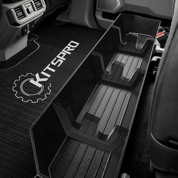 KitsPro Rear Truck Underseat Storage Box, Fit 2017-2025 Ford F-250 F-350 F-350 Super Duty and 2015-2025 Ford F-150 SuperCrew Crew Cab Heavy Duty Rear Under Back Seat Box Organizer, Anti Slip