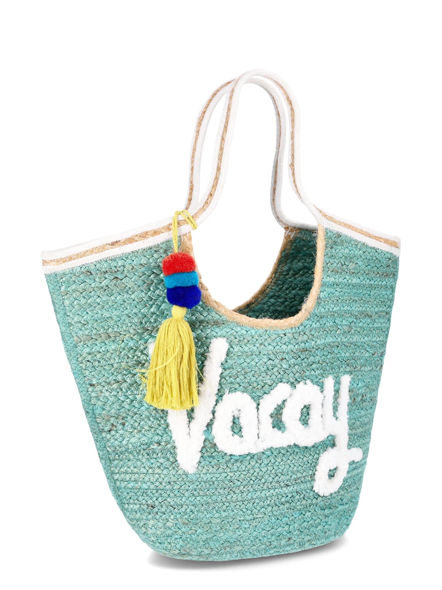 No Boundaries Jute Tote Bag, Vacay Teal, Women’s
