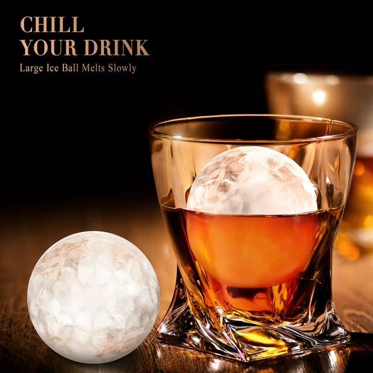 ICEXXP Whiskey Ice Ball Maker, (Fill without Funnel & Easy Release) 2.2''  Round Large Ice Cube Trays with Cover, Reusable Sphere Silicone Ice Tray  with Lids for Bourbon, Brandy, Gift for Whisky
