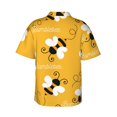 thumbnail image 3 of Goofa Cute Bee Butterfly Yelllow Hawaiian Shirt for Men, Unisex Summer Beach Casual Short Sleeve Button Down Shirts,Aloha Tropical Floral print shirt-Small, 3 of 9