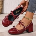 thumbnail image 3 of SCHUHLAND Sweet Lacquer Mary Jane Pumps for Women, Square Toe Medium Block Heel Dress Ballet Shoes with Buckle Strap, 3 of 16