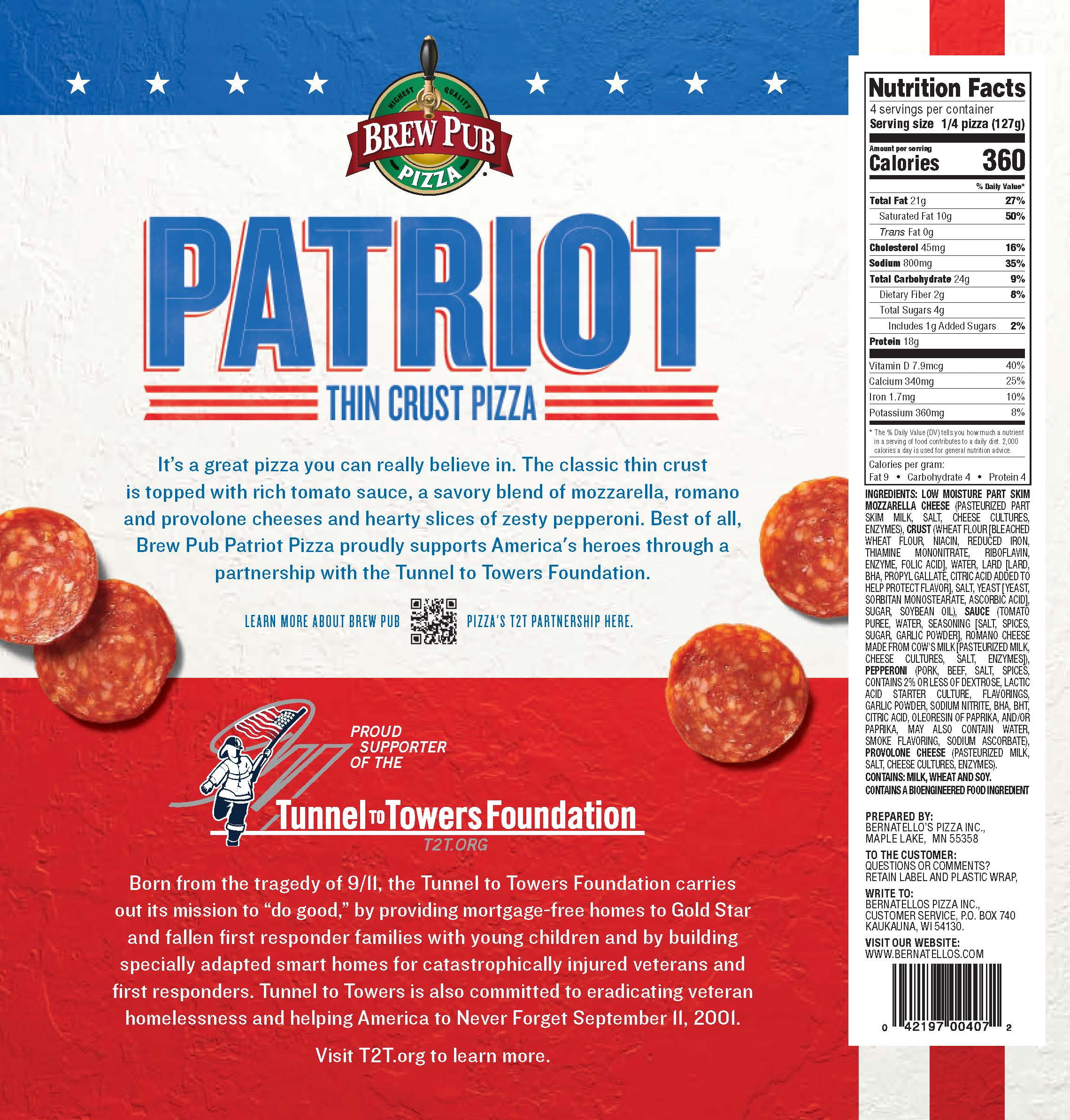 Brew Pub Patriot Pepperoni Frozen Pizza, 17.40 oz