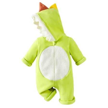 

Rovga Baby Girl Clothes Infant Long Sleeve Cartoon Dinosaur Hooded Romper Newborn Fleece Jumpsuit Classic Loungewear Yellow 3-6 Months