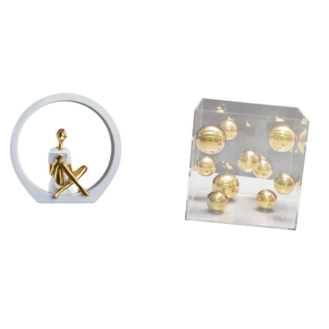 Estatua de niña,Estatuas de mujeres y niñas,figuritas decorativas elegantes,Escultura de arte abstracto,regalo creativo y moderno para el hogar.,Caja cuadrada de acrílico,Adorno de bola de