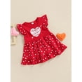 thumbnail image 3 of Arvbitana Baby Girls Valentine’s Dress Fly Sleeve Letter Heart Print Ruffle Hem Dresses for Infant 6-24 Months, 3 of 8