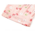 thumbnail image 3 of Beezizac Girls' Silky Satin Pajama - Pink Cherry Short Sleeves Set Trendy Button 2-Piece Outfit Kid Sleepwear Size 14, 3 of 4