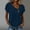 Navy, variant on Women's Summer Faux Linen Double Wrinkle Pullover Top, Solid Color Petal Sleeve Button Casual Blouse Black S