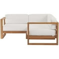 thumbnail image 3 of Pemberly Row 3-Piece Solid Teak Wood Patio Sectional Sofa in Natural & White, 3 of 14