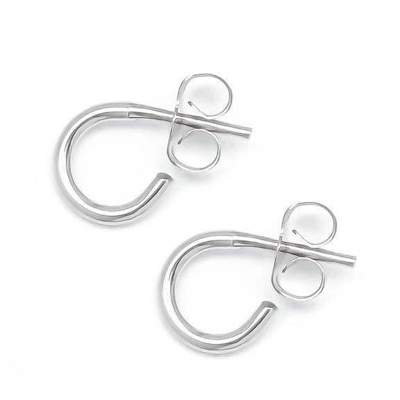 Silver Hoop Earrings with Post, 9mm, 925 Sterling Silver