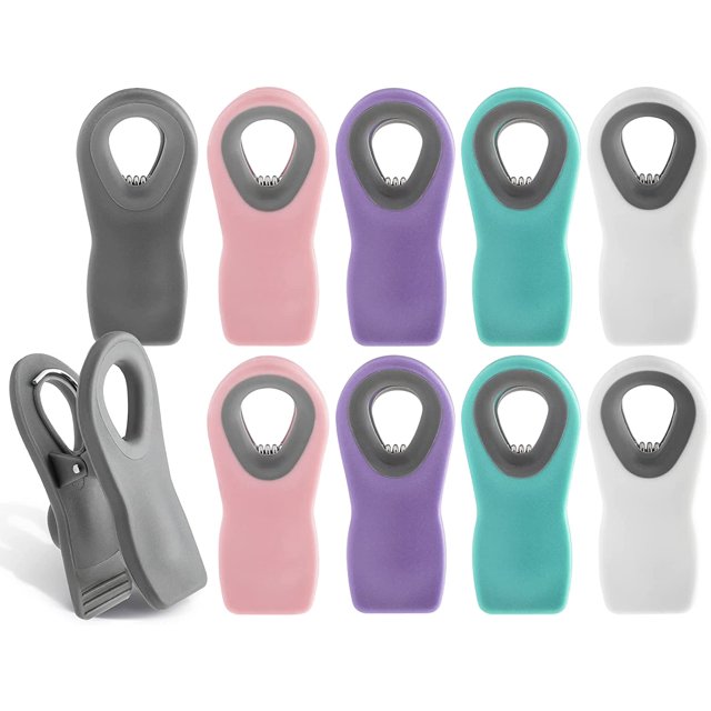 HAHDAXIA 10 Pc Chip Bag Clips- Kitchen Clips, Magnetic Chip Clips for Bags, Food Bag Clips with Airtight Seal (Multicolored)