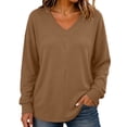 thumbnail image 4 of Tqcoqu Women's Ribbed V‑Neck Sweatshirt, Loose Long Sleeve Knit‑Like Pullover Casual Loungewear Top, 4 of 9