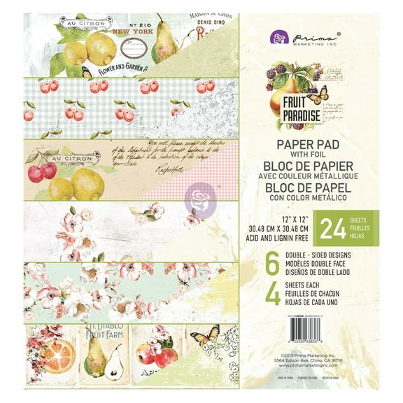 PRIMA MARKETING INC 12x12 Fruit Paradise Collection Paper Pad UPC 655350638368