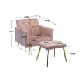 thumbnail image 4 of Accent Recliner Chair with Ottoman, Velvet Upholstered Armchair with Adjustable Armrests and Backrest, Modern Button Tufted Lounge Chair with Metal Legs for Living Room, Pink, 4 of 7
