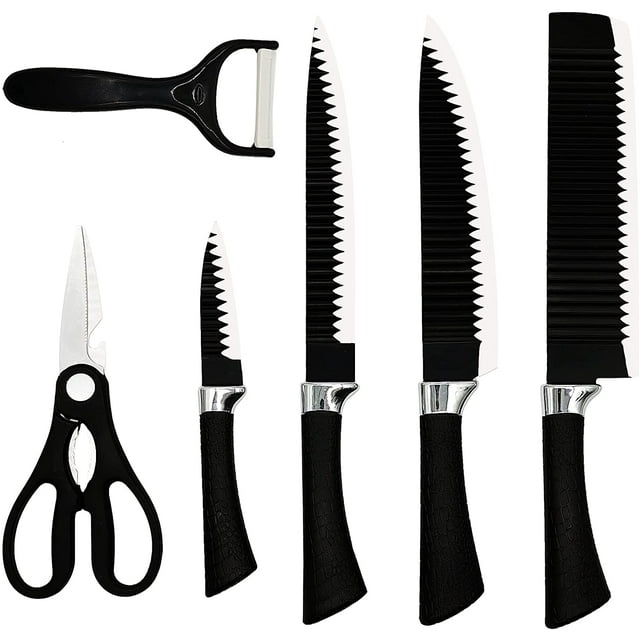 Kitchen Knife Set,6 Pcs Professional Sharp Chef Box Knife Set with Gift Box, High Carbon Stainless Steel Kitchen Knife Cutlery Set PP Handle with Ergonomic Design for Cooking Paring Cutting