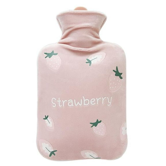 Panda Superstore  1 Liter Hot Water Bottle for Hot & Cold Therapy with Soft Plush Cover, Strawberry