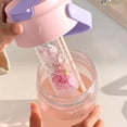 thumbnail image 6 of Linnome Summer Themed Straw Cup 600ml Shatterproof Water Bottle with Carry Handle Floral Design for Outdoor Pink, 6 of 6