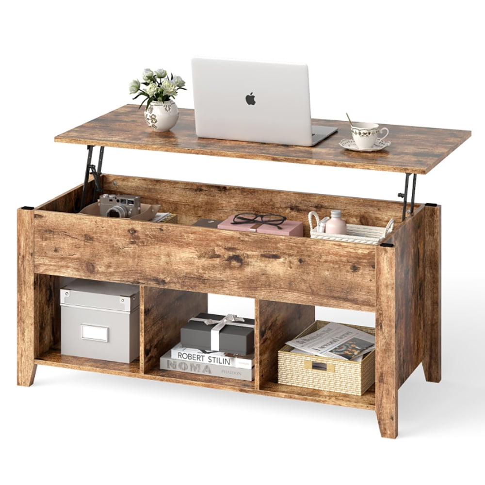 Finihen Coffee Table, Lift Top Coffee Table with Storage Lower Shelf, for Living Room, Reception Room, Office, Brown Finihen Coffee Table, Lift Top Coffee Table with Storage Lower Shelf, for Living Room, Reception Room, Office, Brown
