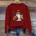 thumbnail image 2 of Halloween Sweatshirts for Women Ghost Pumpkin Long Sleeve Shirt Coffee Lover Graphic Tees Fall Spooky Pullover Tops Thanksgiving Graphic Tees Soft Lightweight Trendy Print Shirts, 2 of 3