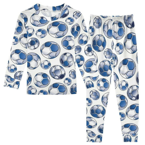 joogoo Soccer Balls 2 Piece Long Sleeve Tee and Pants Cotton Pajama Set 5Y