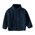 thumbnail image 5 of Fall Savings! Swuxness Kids Fleece Casual Jacket, Toddler Fall Long Sleeve Jacket, Toddler Solid Color Fleece Warm Stand Collar Pocket Zipper Outerwear for Boys and Girls Dark Blue, 7-8 Years, 5 of 5