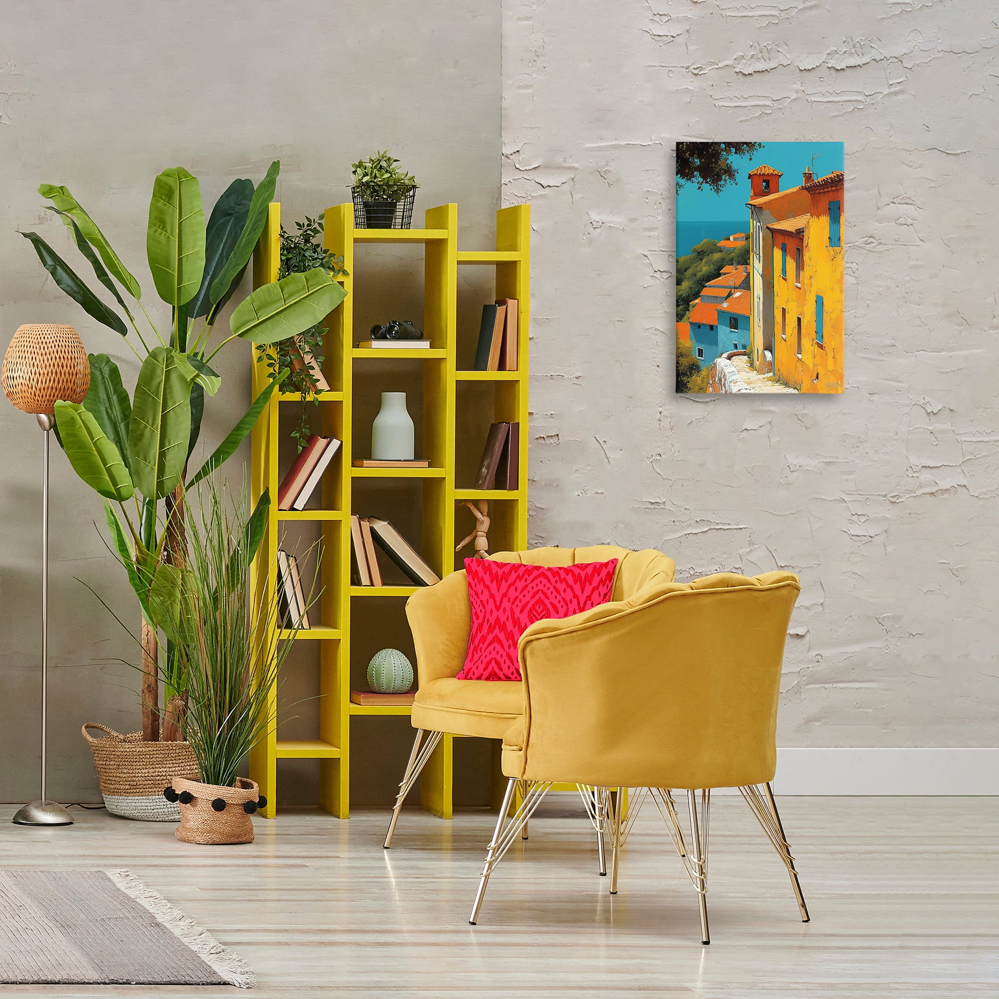 Stupell Industries Tall Buildings by Sea Buildings & Architecture Painting Wrapped Canvas Art Print Wall Art, 16 x 24