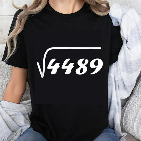 100% Cotton Math Square Root of 4489 T-Shirt Funny Mathematics Equation Unisex Casual Tee Shirt for Students and Teachers