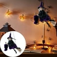 thumbnail image 2 of Plush Witch Broomstick Decor - Purple - Soft Hanging Ornament for Corners, Desks, or Indoor/Outdoor Halloween Displays, 2 of 9